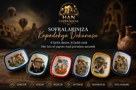 Kapadokya Çerezlik,Sosluk,Reçellik,Zeytinlik,Baharatlık,Kahvaltılık Sunum Kaseleri 6 lı Dikdörtgen