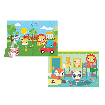 13406 Ks Fisher-price Baby Puzzle - Railway & Bedtime / 12+24 Parça Puzzle / +4 Yaş