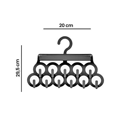 Kravat Ve Şal Askısı - Takı Ve Aksesuar Düzenleyici Askı - Siyah