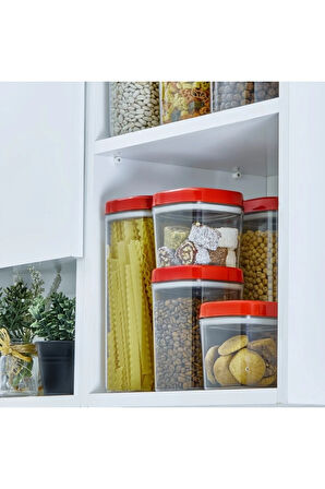 Ceronni Bonny Erzak Saklama Kabı 3lü Set 1,8Lt - 1Lt - 600Ml Kırmızı