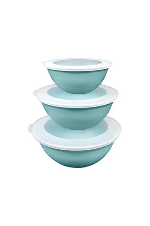 Ceronni Lunar Kapaklı Kase 3Lü Set 3Lt 2Lt 1Lt Turkuaz