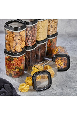 Ceronni Bonny Erzak Saklama Kabı 12Li Set 1,8 Lt 1 Lt 600 ml Siyah