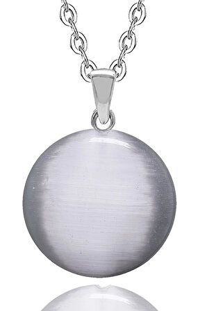 Sertifikalı Yuvarlak Doğal Gri Akik Taşı Kolye