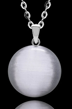 Sertifikalı Yuvarlak Doğal Gri Akik Taşı Kolye