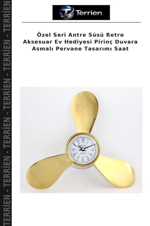Özel Seri Antre Süsü Retro Aksesuar Ev Hediyesi Pirinç Duvara Asmalı Pervane Tasarımı Saat