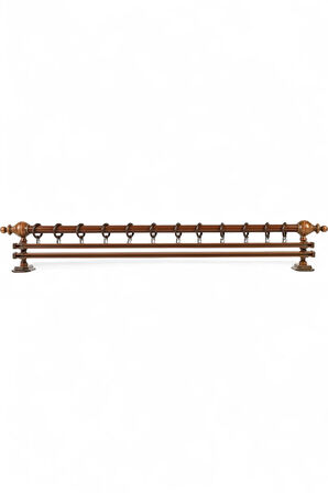 Ahşap Rustik Perde Askısı - Çift Raylı