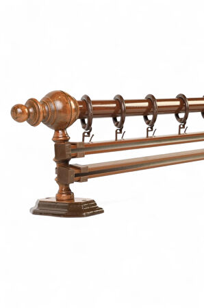 Ahşap Rustik Perde Askısı - Çift Raylı