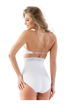 Kadın Beyaz Dikişsiz Beli Dantel Slip Korse 2028