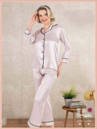 Saten Düğmeli Pijama Takımı