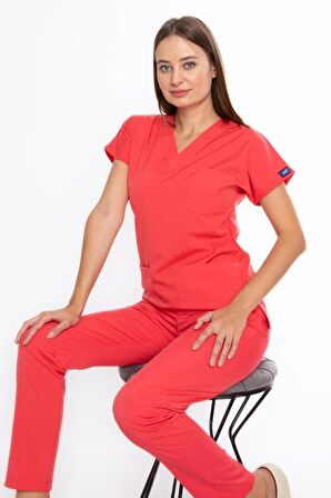 UÇAK MEDİKAL NAR ÇİÇEĞİ CORE-FLEX KADIN LİKRALI CERRAHİ TAKIM-DOKTOR HEMŞİRE
