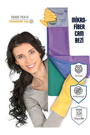 Mikrofiber 3'lü Su Emici İz Bırakmayan Antibakteriyel Cam Temizlik Bezi Seti 40x60