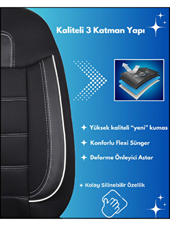 Volkswagen Passat B7 Araçlara Uyumlu Tam Takım Basic B Model Oto Koltuk Kılıfı Seti
