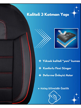 Chevrolet Cruze Araçlara Uyumlu Tam Takım Basic K Model Oto Koltuk Kılıfı Seti