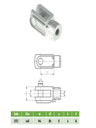 Rekor ÇATAL BAĞLANTI KLİPSLİ M4  (CLEVIS FITTINGS DIN71752 WITH FOLDING SPRING BOLT) 4 adet