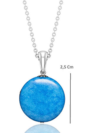 Sertifikalı Mavi Akik Taşı Kolye - 1.kalite