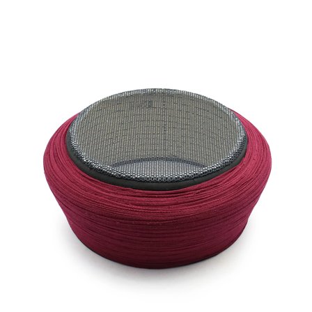 Çocuk Fileli Sarık - Bordo Kumaş - Siyah Takke - Düz Sarım - Fileli - 7 Metre