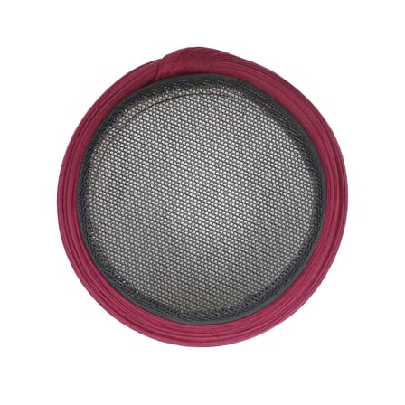 Çocuk Fileli Sarık - Bordo Kumaş - Siyah Takke - Yuvarlak Sarım - Fileli - 5 Metre