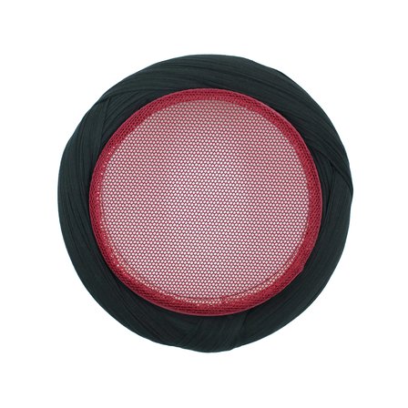 Çocuk Fileli Sarık - Siyah Kumaş - Bordo Takke - Çapraz Sarım - Fileli - 7 Metre