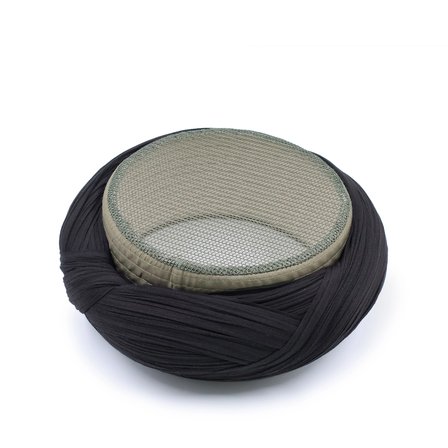 Çocuk Fileli Sarık - Siyah Kumaş - Yeşil Takke - Çapraz Sarım - Fileli - 7 Metre