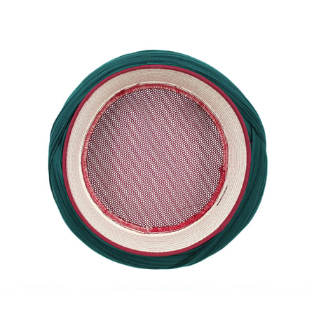 Çocuk Fileli Sarık - Yeşil Kumaş - Bordo Takke - Çapraz Sarım - Fileli - 7 Metre