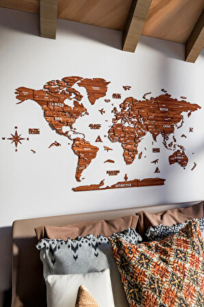 3 Boyutlu Ahşap Dünya Haritası, Ahşap Duvar Dekoru, Duvar Tablo, Gerçek Dünya Haritası