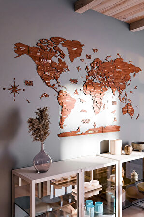 3 Boyutlu Ahşap Dünya Haritası, Ahşap Duvar Dekoru, Duvar Tablo, Gerçek Dünya Haritası