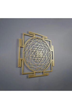 Sri Yantra Kutsal Geometri Metal Duvar Dekoru