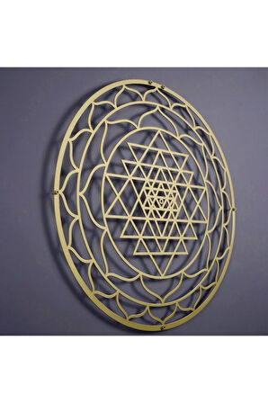 Sri Yantra Kutsal Daire Metal Duvar Dekoru