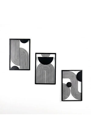 Orta Yüzyıl Dikey 3'lü Set Metal Duvar Dekoru