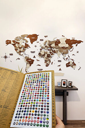 3d Ahşap Dünya Haritası Çok Katmanlı - Ingılızce