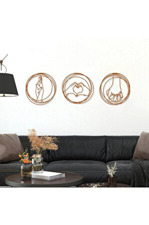 Üçlü Aşk Seti Metal Duvar Dekoru, 3'lü Set