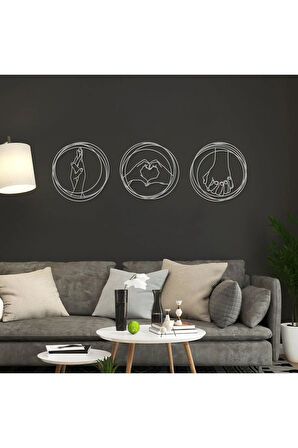 Üçlü Aşk Seti Metal Duvar Dekoru, 3'lü Set