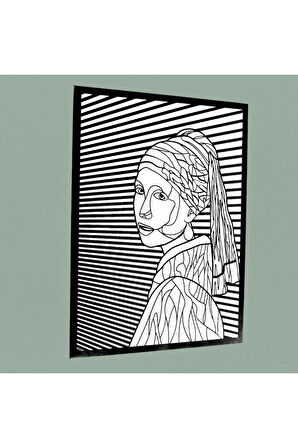 Inci Küpeli Kız Metal Duvar Dekoru (girl With A Pearl Earring By Johannes Vermeer)