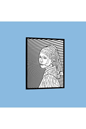 Inci Küpeli Kız Metal Duvar Dekoru (girl With A Pearl Earring By Johannes Vermeer)