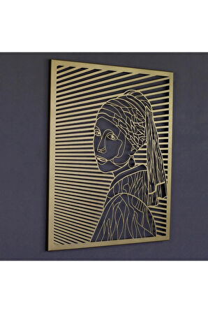 Inci Küpeli Kız Metal Duvar Dekoru (girl With A Pearl Earring By Johannes Vermeer)