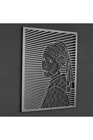 Inci Küpeli Kız Metal Duvar Dekoru (girl With A Pearl Earring By Johannes Vermeer)