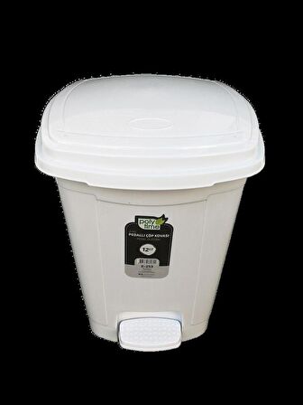 Polytime Pedallı Basmalı Çöp Kutusu Kovası / Çıkarılabilir İç Kovalı / Beyaz / 32 Litre / 47x35x35 Cm.