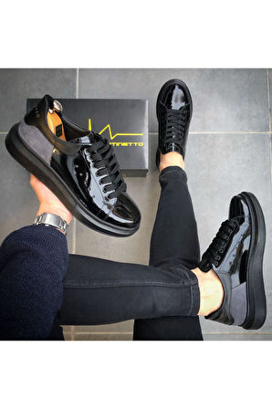 HAKİKİ DERİ YENİ SEZON RAHAT SİYAH RUGAN SNEAKER GÜNLÜK ERKEK AYAKKABI ÇG145398