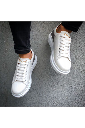HAKİKİ DERİ YENİ SEZON RAHAT BEYAZ SNEAKER GÜNLÜK ERKEK AYAKKABI ÇG190324