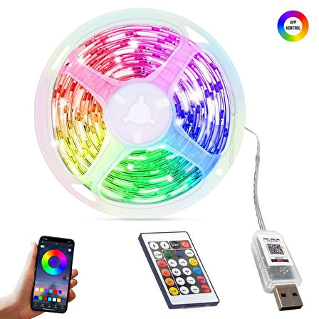 Rgb Şerit Led Usb Kumandalı 10 Metre App Kontrol 