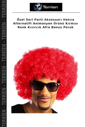 Özel Seri Parti Aksesuarı Hatıra Alternatifi Animasyon Ürünü Kırmızı Renk Kıvırcık Afro Bonus Peruk