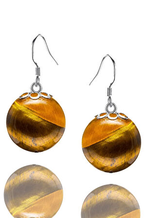 Sertifikalı Doğal Kaplan Gözü Taşı Gümüş Küpe