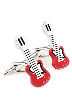 Erkek Kırmızı Gitar Kol Düğmesi Cgjklmsz