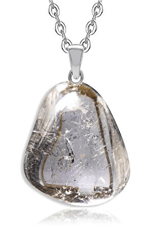 Sertifikalı Ham Şekilsiz Doğal Şeffaf Kristal Kuvars Taşı Kolye