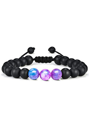 Sertifikalı Doğal Mavi Mor Kuvars Oniks Taşı Doğal Taş Bileklik Seti