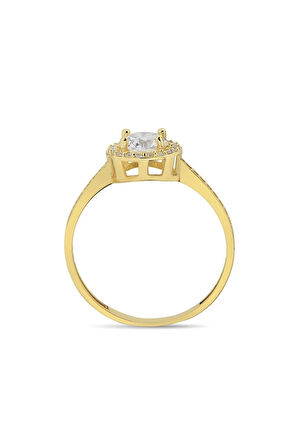 Sevgililer Günü Altın Tektaş Yüzük