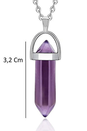 Sertifikalı Çivi Doğal Mor Kristal Kuvars Taşı Kolye