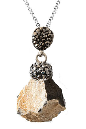 Sertifikalı Zirkon Taşlı Model Onyx - Oniks Taşı Kolye (Ham İşlenmemiş)