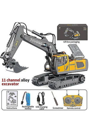 Uzaktan Kumandalı 680 Rotasyon Ekskavatör Premium Model Metal Hareketli Kepçe Oyuncak