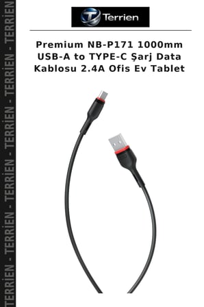 Premium NB-P171 1000mm USB-A to TYPE-C Şarj Data Kablosu 2.4A Ofis Ev Tablet